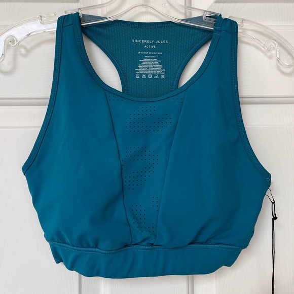 NWT Sincerely Jules Active Teal Racerback Sports Bra S - Picture 2 of 10